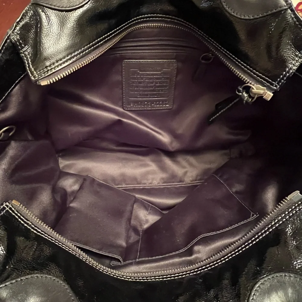Coach Black Patent Leather Tote Bag-Bleeker 12362